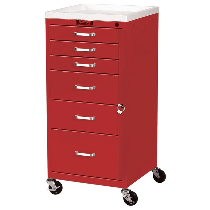 Harloff Mini-Line 6-Drawer Basic Emergency Cart Mini 6-Drawer Basic ER Cart, Yellow – 938297/NA/NA/YELLOW