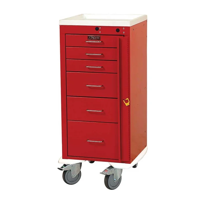Harloff Mini-Line 6-Drawer Deluxe Emergency Cart Mini 6-Drawer Deluxe Cart w/ER Pkg., Burgundy – 938296/NA/NA/BURGUNDY