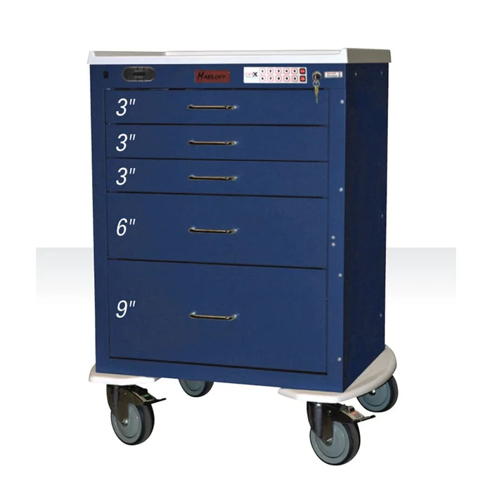 Harloff Mini24 5-Drawer Anesthesia Cart, Key Lock Mini24 5-Drawer Anesthesia Cart, Key Lock, with Anesthesia Pkg, Yellow – 938740/YEL/NA