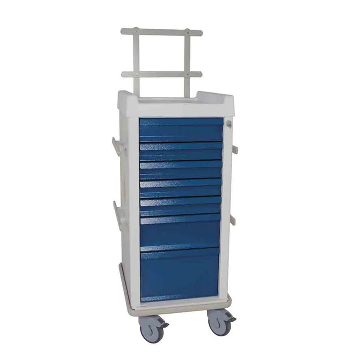 Harloff Narrow MRI Cart with Anesthesia Pkg., Key Lock 6-Drawer Narrow MRI Cart, w/Anesthesia Pkg., Key Lock, Light Blue – 937723/NA/NA/LTBLUE