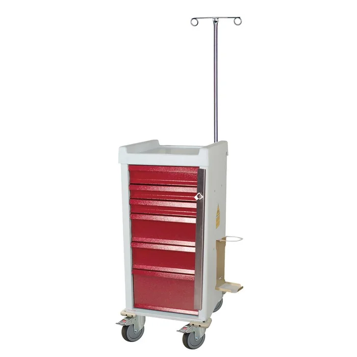 Harloff Narrow MRI Cart with Emergency Pkg., Breakaway Lock 7-Drawer Narrow MRI Cart w/Emergency Pkg., Breakaway Lock, Mauve – 937721/NA/NA/MAUVE