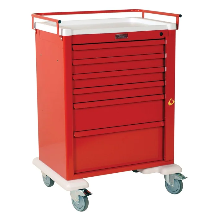 Harloff Universal Line 6-Drawer Tall Emergency Cart Universal 6-Drawer Tall Emergency Cart, Red – 712054/RED/NA