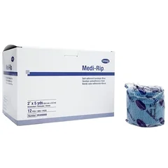 Hartmann Cohesive Bandage Medi-Rip 2 Inch X 5 Yard Standard Compression Self-adherent Closure Blue NonSterile, 12/BX