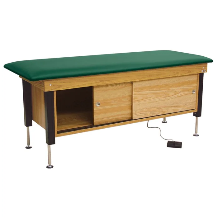 Hausmann Electro-Hydraulic Hi-Lo Treatment Table Treatment Table, Natural Oak/Slate Blue – 79963/NATOAK/SLBLU