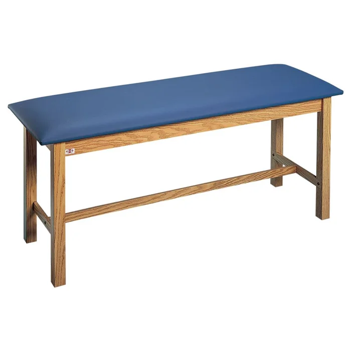 Hausmann H-Brace Treatment Table Treatment Table, No Shelf, 30″W x 72″L, Natural Oak, Burgundy – 72503/NATOAK/BURG