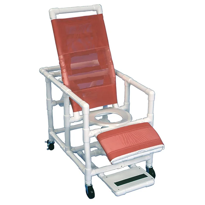 Healthline Reclining PVC Shower Commode Chair Optional 7 Quart Pail – 77266