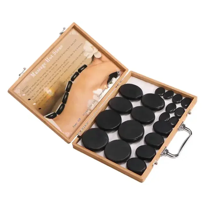 Heated Basalt Spa Rocks: Portable Round Massage Stones for Natural Pain Relief and Beauty Therapy