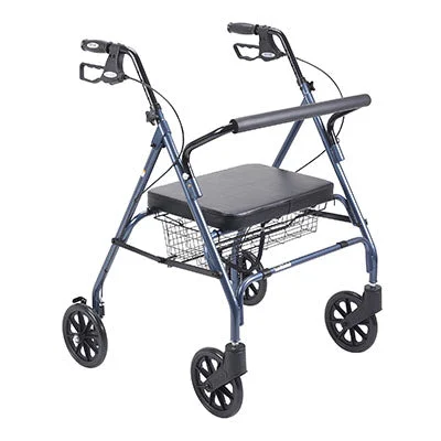 Heavy Duty Bariatric Walker Rollator with Large Padded Seat, Blue – 43-1903