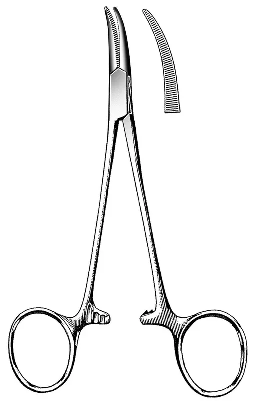 Hemostatic Forceps Halsted-Mosquito 5 Inch Length Stainless Steel Ratchet Lock Finger Ring Handle Curved