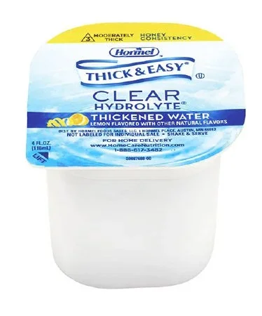 Hormel Food Sales Thick & Easy Hydrolyte Thickened Water 4 oz. Portion Cup Lemon Flavor Ready to Use Honey Consistency – 46056