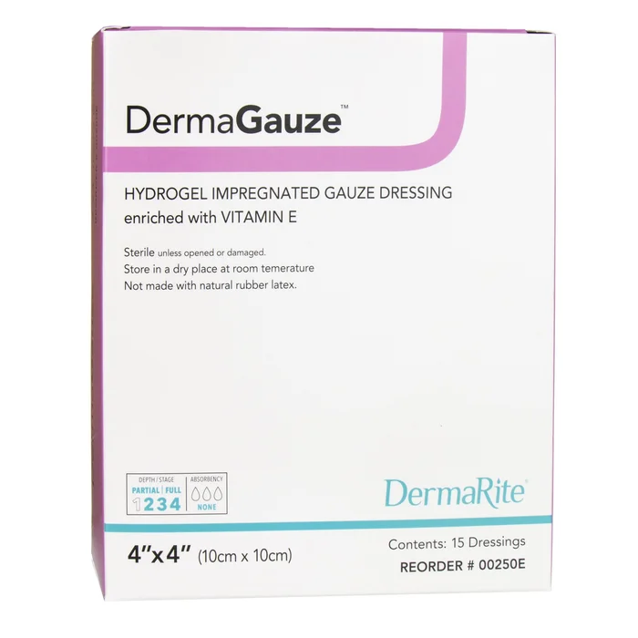 Hydrogel Wound Dressing DermaGauze Impregnated 4 X 4 Inch Sterile, 15/Case