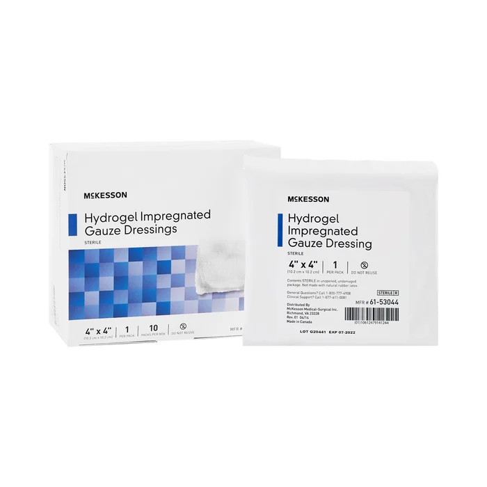 Hydrogel Wound Dressing McKesson Impregnated 4 X 4 Inch Sterile