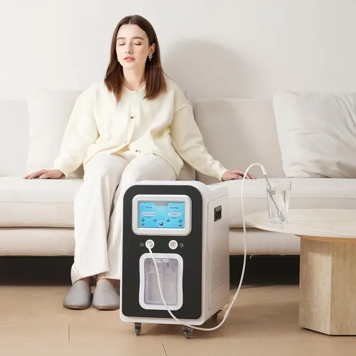 Hydrogen Inhalation Machine – 99.99% Pure HO-Separated Inhaler, 1800ml/min Dual Port Hydrogen Oxygen Generator with Wheels, Hydrogen-Rich Water for Home & Travel Use