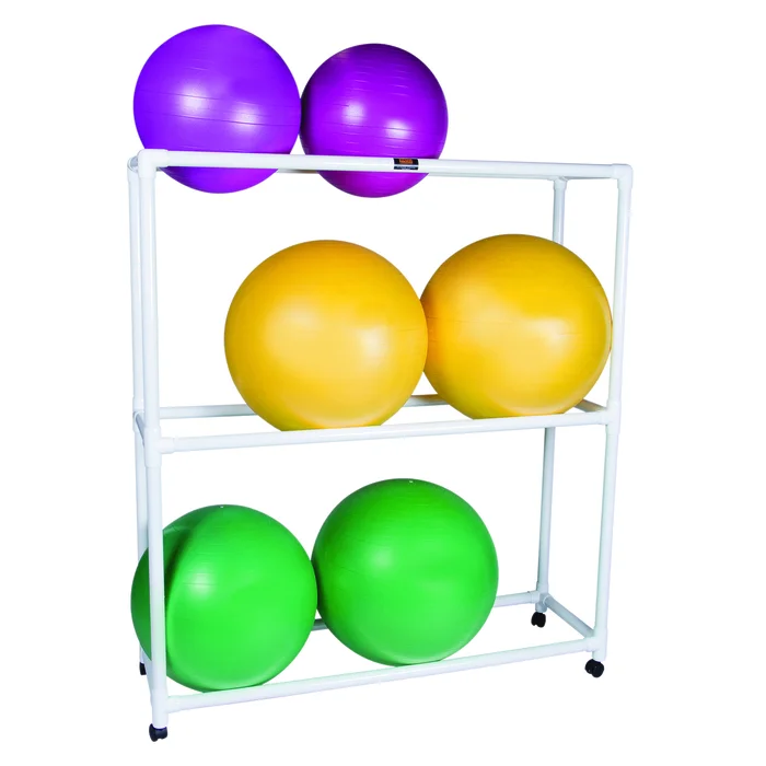 Inflatable Exercise Ball – Accessory – PVC Mobile Floor Rack, 62″ x 20″ x 72″, 3 Shelf