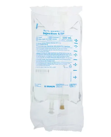 Injection Solution Dextrose 10%/Water 500mL Excel IV Container Ea, 24 EA/CA