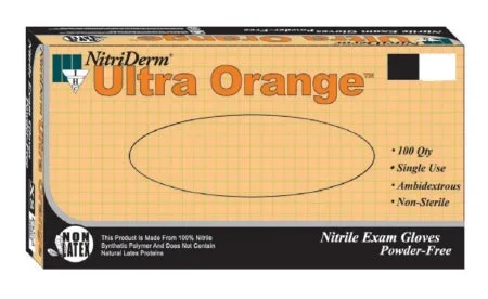 Innovative Healthcare Corporation NitriDerm Ultra Orange Exam Glove 2X-Large NonSterile Nitrile Standard Cuff Length Fully Textured Orange Not Chemo Approved – 199400