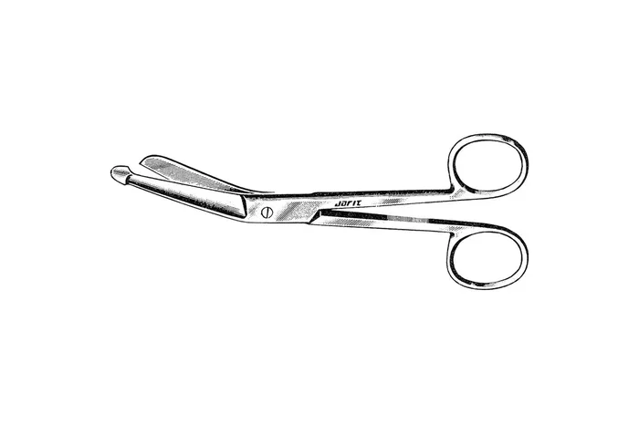 Integra Lifesciences Jarit Bandage Scissors Lister 7-1/2 Inch Length Surgical Grade Stainless Steel NonSterile Finger Ring Handle Angled Blunt/Blunt – 100-527