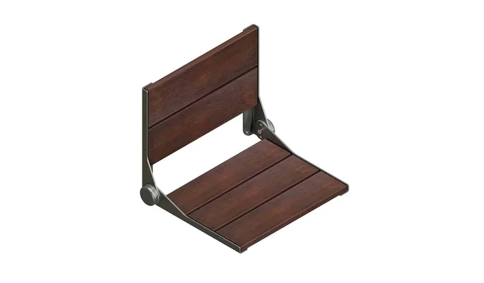 INVISIA™ SerenaSeat™ 2.0 Aluminum, 18″ Width, Medium Stain, Matte Grey Frame – INV-WSAL-18-MEDIUM-PCG