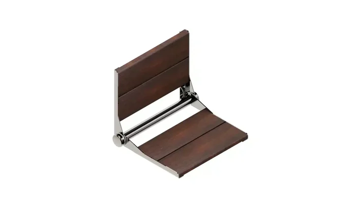 INVISIA™ SerenaSeat™ Pro Stainless, 18″ Width, Medium Stain, Polished Chrome Frame – INV-WSFD-18-MEDIUM-CP