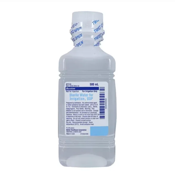 Irrigation Solution Sterile Water for Irrigation Not for Injection Bottle 500 mL