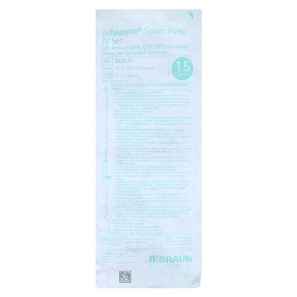IV Pump Set Infusomat Pump 3 Ports 15 Drops / mL Drip Rate Without Filter 119 Inch Tubing Solution 24/Case