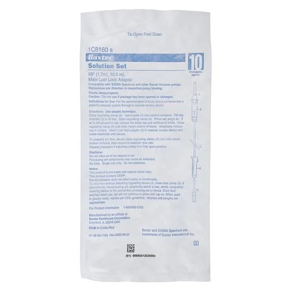 IV Solution Set 10 Drops/mL 69″ Male Luer Lock Adapter Primary Infusion 48/Case