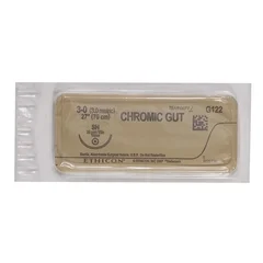 J & J Healthcare Systems Absorbable Suture with Needle Chromic Gut SH 1/2 Circle Taper Point Needle Size 3 – 0, 36 EA/BX - Image 2