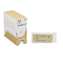 J & J Healthcare Systems Absorbable Suture with Needle Chromic Gut SH 1/2 Circle Taper Point Needle Size 3 – 0, 36 EA/BX