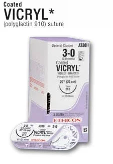 J & J Healthcare Systems Coated Vicryl SUTUPAK Suture without Needle Braided Polyglactin 910 Absorbable Coated Size 0 18 Inch Suture – J106T
