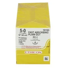 J & J Healthcare Systems Suture with Needle Fast Absorbing Absorbable Uncoated Undyed Suture Plain Gut Size 5 – 0 18 Inch Suture 1-Needle 13 mm Length 3/8 Circle Precision Cosmetic – Conventional Cutting PRIME Needle, 12/BX - Image 2