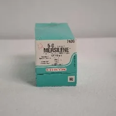 J & J Healthcare Systems suture with needle Mersilene Nonabsorbable Uncoated Light Green Suture Braided Polyester Size 5-0 18 Inch Suture Double-Armed Size 5 – 0 1/4 Circle Center Point Spatula Needle, 12/DZ, 1DZ/BX
