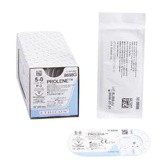 J & J Healthcare Systems suture with needle Prolene Nonabsorbable Uncoated Blue Suture Monofilament Polypropylene Suture Size 5-0 18 Inch Suture 1-Needle Size 5 – 0 3/8 Circle Precision Point – Reverse Cutting Needle, 12/DZ
