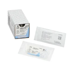 J & J Healthcare Systems suture with needle Prolene Nonabsorbable Uncoated Blue Suture Monofilament Polypropylene Suture Size 4-0 18 Inch Suture 1-Needle Size 4 – 0 3/8 Circle Reverse Cutting Needle, 12/DZ, 1DZ/BX