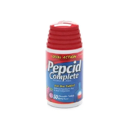 J & J Sales Pepcid Complete Antacid 800 mg – 165 mg – 10 mg Strength Chewable Tablet 50 per Bottle – 16837029150