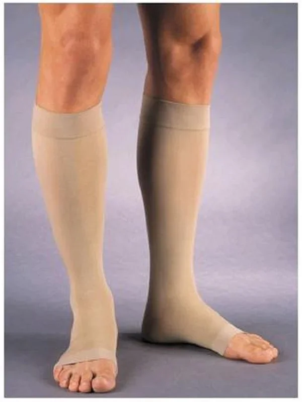Jobst Relief Open Toe Knee High Firm Compression Stockings with Silicone Border 20-30 mmHg Compression – Beige