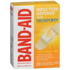 Johnson & Johnson Adhesive Strip Band-Aid Plus Antibiotic Assorted Sizes Plastic Rectangle Tan Sterile, 480 EA/CS