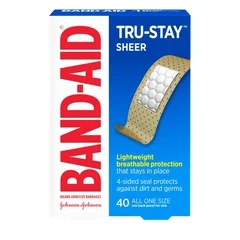 Johnson & Johnson Adhesive Strip Band-Aid® TRU-STAY™ 3/4 X 3 Inch Plastic Rectangle Sheer Sterile