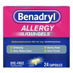 Johnson & Johnson Allergy Relief Benadryl 25 mg Strength Gelcap 24 per Box, 1/BX