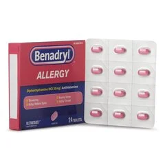 Johnson & Johnson Allergy Relief Benadryl 25 mg Strength Tablet 24 per Box, 24/CT