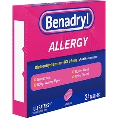 Johnson & Johnson Allergy Relief Benadryl 25 mg Strength Tablet 24 per Box, 576 EA/CS - Image 3