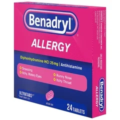 Johnson & Johnson Allergy Relief Benadryl 25 mg Strength Tablet 24 per Box, 576 EA/CS - Image 2