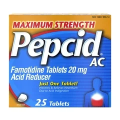 Johnson & Johnson Antacid Pepcid® AC Maximum Strength 20 mg Strength Tablet 25 per Box