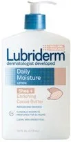 Johnson & Johnson Consumer Lubriderm Daily Moisture Shea + Enriching Cocoa Butter Hand and Body Moisturizer 16 oz. Pump Bottle Scented Lotion – 50052800498568
