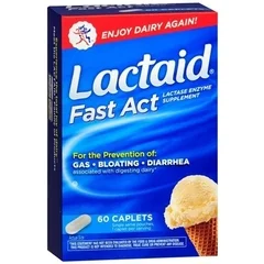 Johnson & Johnson Dietary Supplement Lactaid® Fast Act Lactase Enzyme 9000 FCC Units Strength Tablet 60 per Box