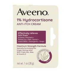 Johnson & Johnson Itch Relief Aveeno® Active Naturals® 1% Strength Cream 1 oz. Tube