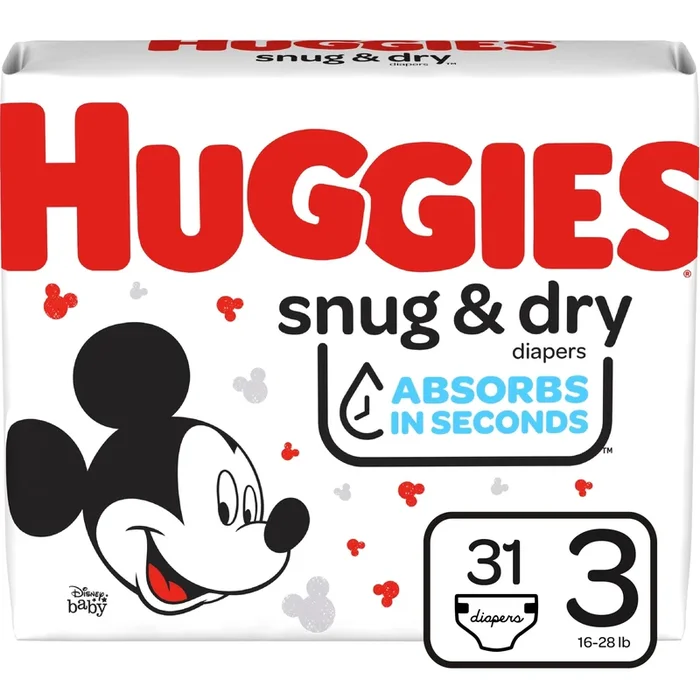 Kimberly Clark Huggies® Snug and Dry™ Baby Diaper, Size 3, Jumbo Pack, 31 Count