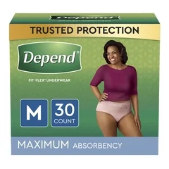Kimberly Clark Professional Depend FIT-FLEx Female Adult Absorbent Underwear Pull On with Tear Away Seams Medium Disposable Heavy Absorbency, 60 EA/CS