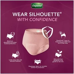 Kimberly Clark Professional Female Adult Absorbent Underwear Depend Silhouette Pull On with Tear Away Seams Small Disposable Heavy Absorbency, 52/CS - Image 3