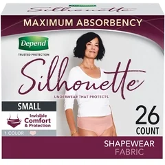 Kimberly Clark Professional Female Adult Absorbent Underwear Depend Silhouette Pull On with Tear Away Seams Small Disposable Heavy Absorbency, 52/CS