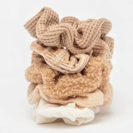 Kitsch Assorted Textured Scrunchies 5pc – Sand